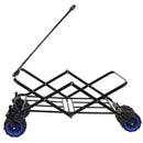 360° Rotating Rear Wheel Heavy-Duty Folding Wagon – Multi-Use Garden Cart with All-Terrain Wheels, Dual-Color (Black & Blue) Design for Camping, Beach, Picnic & Outdoor