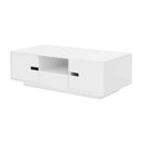 U-Can Modern High Glossy Rectangle Coffee Table, Stylish Center Table with Storage Space, Accent Furniture with 16 Color LED Lights for Living Room