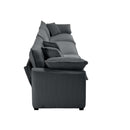 Mid-Century Modern Sectional Set of Two, 3-Seater & Single-Seater, Grey Corduroy, with Pillows