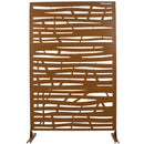 Outdoor & Indoor Metal Privacy Screen 76' H×48' W, Freestanding Decorative Screen for Deck Balcony Patio in Brown
