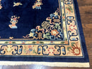 Chinese Wool Rug 8x11, Navy Blue and Beige, Simple Design, Fete Carpet