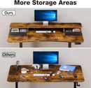 Brown 47.2 Inch Standing Desk Monitor Riser Drawers
