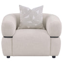 Jeanette Fabric Upholstered Round Arm Accent Chair Beige