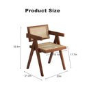 Modern Mid-Century Dining Chairs Set of 2, Rattan Accent Chairs, Comfy Armchairs, Outdoor Wood Chairs with Armrest for Bedroom Living Room Reading Room Dining Kitchen, Brown