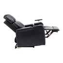 Modern PU Leather Power Recliner with Cooling Cup Holder, Bluetooth Speaker, LED Lights, and Tray Table in Black