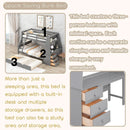 Gray Twin Over Full Bunk Bed With Trundle And Desk