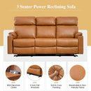 Power Reclining Sofa Brown PU Leather Independent Backrests