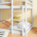 Twin over Twin Rubber Wood Floor Bunk Bed, with ladder,Guardrails,House-Shaped-Bunk Bed,White