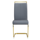 Modern Dining Chairs, PU Faux Leather High Back Upholstered Side Chair with Golden C-shaped Tube Metal Legs for Dining Room,Kitchen(Set of 2 )(DARK GRAY+PU)W1151104365