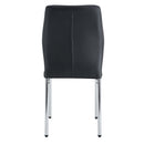 Luxury Simple Chair Set of 4 - High Resilience Dining Chair Black PU Material with Metal Silver Leg