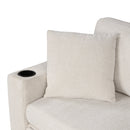 Beige Chenille Sectional Sofa Convertible Pull-out Bed with Storage Ottoman & USB Ports, 109.1'