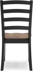 Armless Dining Chair Set 2 Two Tone Black and Brown