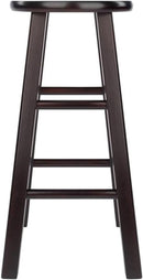 Espresso Counter Stool Set 2 Piece Solid Wood 24 Inch