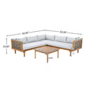 SECTIONAL SEATING GROUP WITH WATERPROOF CUSHIONS - PREMIUM OUTDOOR SOFA SET(LIGHT GRAY CUSHION)