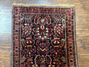 Small Navy Blue Persian Rug 2x4, Sarouk Rug, Rare Colors, Antique 1920s Wool Rug