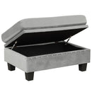 Modern Sectional Sofa with Storage Ottoman, L-Shape Couch with 2 Pillows and Cup Holders, Gray Velvet, 105 inch