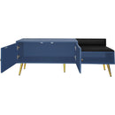 Modern Shoe Storage Bench with Hidden Storage and Upholstered Cushions for Bedside, Living Room and Entryway (Navy)