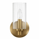 Jardin - Single Light Wall Sconce With Clear Ribbed Satin - Clear / Gold