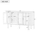 TREXM Farmhouse Sideboard Cabinet with Storage, Wood Buffet Cabinet with Glass Doors and Adjustable Shelves for Kitchen, Dining Room and Living Room (Black)