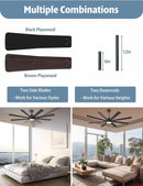62 Inch Ceiling Fan With Remote Matte Black Wood Finish