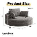 55''L Corduroy Chenille Foam Single Swivel Chair, Fluffy Modern Sleeper, 360 Degree Swivel Chair for Living Room, Bedroom, Lounge and Projection Room