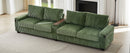 Modern 4-Seater Corduroy Sofa with USB Ports, Hidden Storage Arms, Flip-Top Cup Holders, Green, 133'