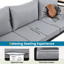 Outdoor Sectional Sofa Set 5-Person Patio Seating Group with Cushions and Coffee Table, Grey, Steel & Acacia Wood