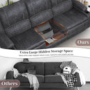 Grey Three Seater Manual Recliner Sofa Modern Living Room