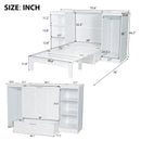 Twin Size Murphy Bed With Bedside Shelves And Wardrobe - White