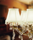 4"W x 5"H Set of 6 Candelabra Stretch Eggshell with Liner Clear Beads