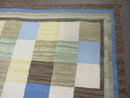 5' X 8' Hand-knotted Kilim Dhurrie Wool Cotton Rug Flat Weave Carpet Checkered Pattern Colorful Multicolor