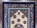 Chinese Peking Rug 3x5, Antique Chinese Art Deco Carpet, Blue Ivory Tan, Hand Knotted Wool Asian Oriental Rug 3 x 5 Vintage Small Peking Rug