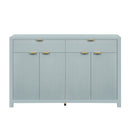 Modern Wave-Pattern Sideboard Cabinet with 2 Drawers and 4 Doors, 3-Level Adjustable Shelves, Aluminum Arc Handles, Scandinavian Style, 3 Colors, Suitable for Entryway, Living Room, Foyer
