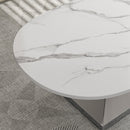 Modern Sintered Stone Tabletop Coffee Table with Stainless Steel Base - Elegant and Durable Living Room Centerpiece