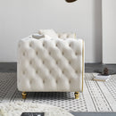 86'' W Luxury Modern Tufted Sofa  with 2pcs of toss pillows for Living Room ,Bedroom,Beige Color