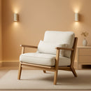 Beige Linen Upholstered Accent Chair Wide Armrests
