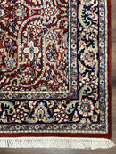 Indo Persian Rug 4x7, Allover Floral Oriental Carpet, Red and Navy Blue, Hand Knotted Indian Kashmiri Traditional Vintage Area Rug 4 x 7 ft