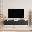Floating TV Stand Wall Mounted with 16 Color LEDs,69' Modern TV Stand, Floating TV Cabinet Entertainment Center for 55 60 65 Inch TV,Black