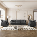 Modular Chenille Sectional Couch Sofa Set with Upholstered 3 Seater and 2 Armchairs in Gray