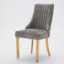 Rayon Cloth Flocking Chenille Dining Chairs Channel Kitchen Dinner Chair Comfy Fabric Upholstered Accent Chair for Dining Room with Golden Stainless Steel Plating Legs,Set of 2 (Gray), SW1647GY