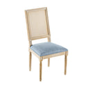 French Country Dining Chairs Set of 4 - Elegant Cane Backrest & Upholstered Seats - Rustic Weathered Finish - Solid Rubberwood Frame