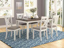 Seven Piece Rectangular Dining Table Set Two Tone Finish