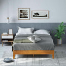 Queen Rustic Pine Solid Wood Platform Bed Frame With Slats