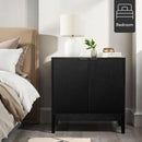 Black Two Door Modern Entryway Storage Cabinet Reeded Doors