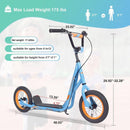 Youth Scooter Kick Scooter for Kids 6+ with Adjustable Handlebar, 12 Inch Inflatable Wheels, Widened non-slip Footboard