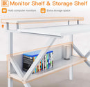 27.5 Inch White Computer Desk With Storage Shelves
