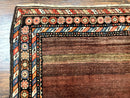 Antique Persian Rug 4x7, Sarab Tribal Wool Carpet, Brown and Multicolor, Handmade Wide Runner Rug 4 x 7, Open Field, Rainbow Border