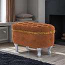 Orange Upholstered Storage Ottoman for Living Room