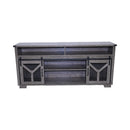 65.3' TV Stand with LED light strips and Iron mesh barn door Y decorative strip country grey farmhouse style