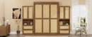 Full Size Solid Wood With Rattan Murphy Bed Cabinet Space-Saving Bed with 2 Side Cabinet Storage Shelves, Perfect for Guest Room, for Bed Room, Guest Room, Home Office, Walnut